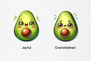 Cute Avocado Face Expressions