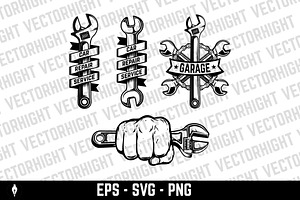 Car repair. Fist with wrench. Design, an Object Graphic by Vectorhight