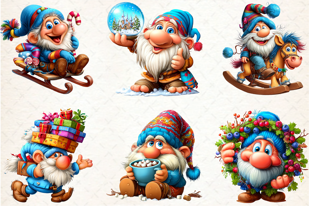 Funny Christmas Gnome Clipart Bundle, an Illustration by DreamCafeArt (Photo 4 of 6)