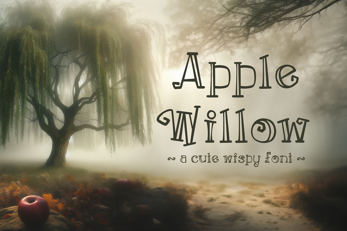 Apple Willow Font - cute wispy font, a Handwritten Font by Cuddle Bunnie Studio (Photo 1 of 4)