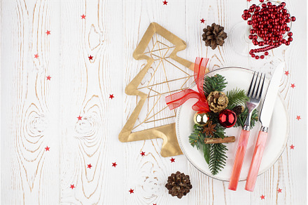 Rustic Christmas table with festive