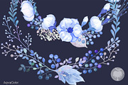 Watercolour clipart Blue Wreaths, a Decorative Illustration by AqwaColor (Thumbnail 5 of 5)