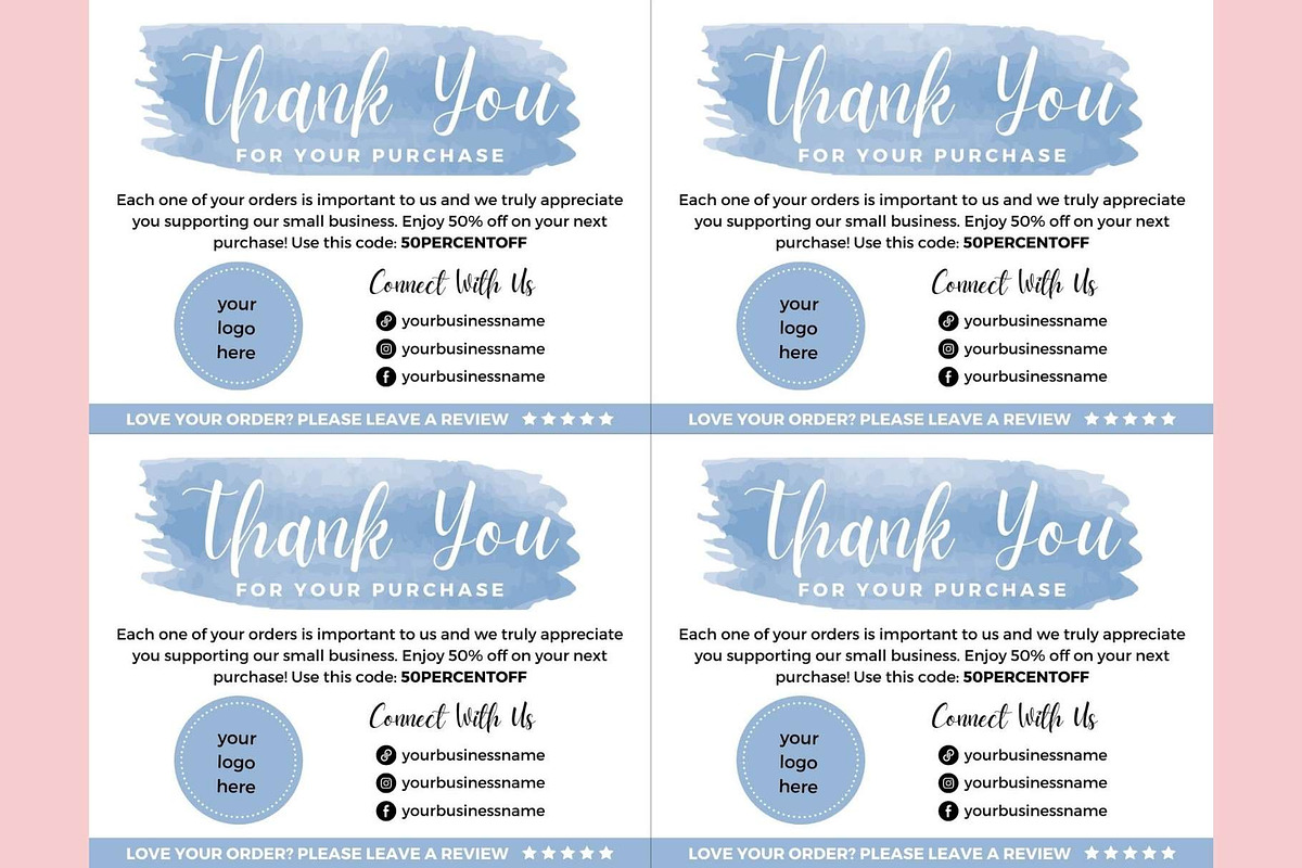 Thank you order card blue Canva 14, a Card Template by bonadigitals (Photo 3 of 3)