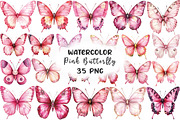 Watercolor Pink Butterfly Clipart, an Illustration by CraftArtStudio (Thumbnail 1 of 6)