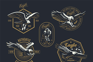 Set Of The Emblem With The Eagle.