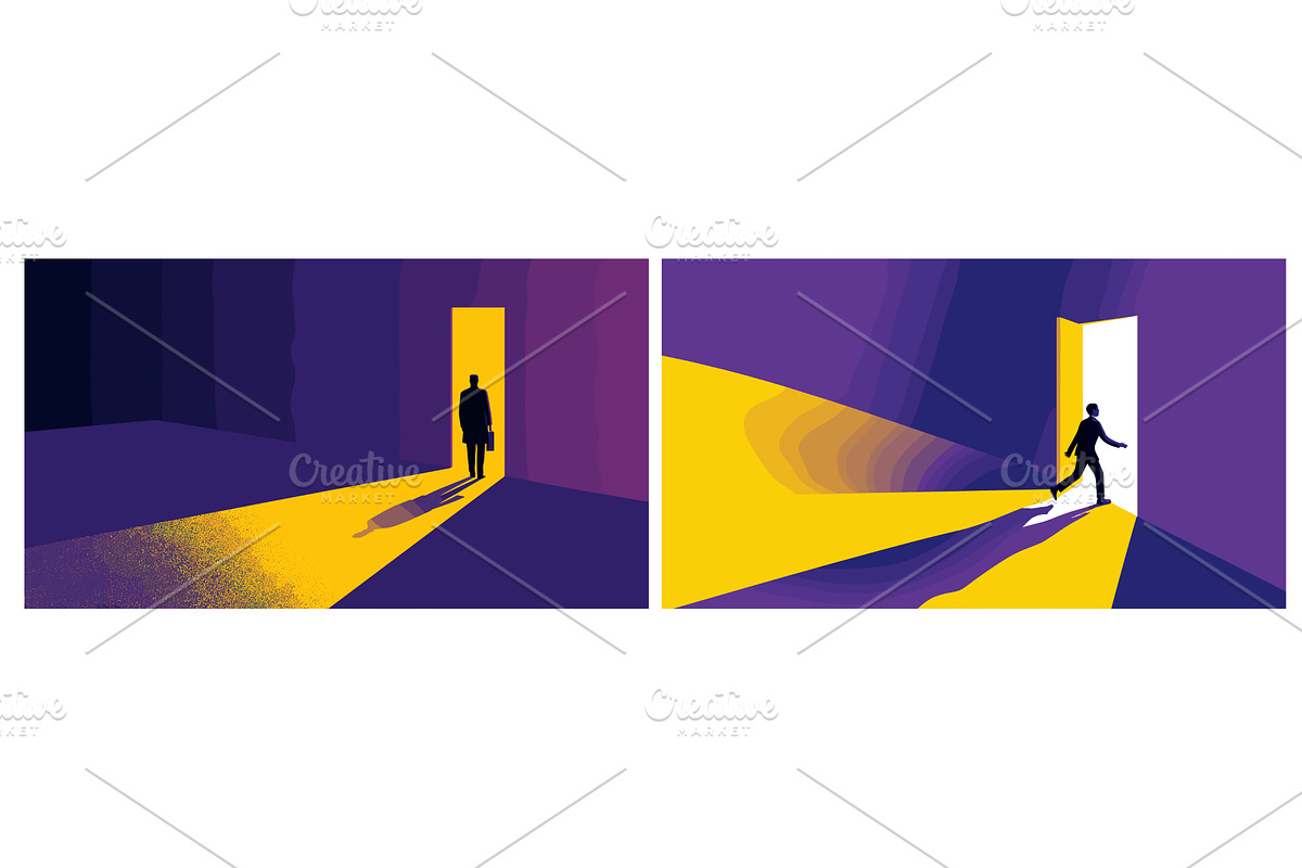 Man at open door. Businessman found, a Person Illustration by Stock-Smart-Start