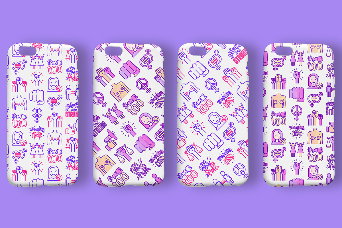 Feminism Patterns Collection, a Pattern Graphic by Alex Blogoodf (Photo 2 of 9)