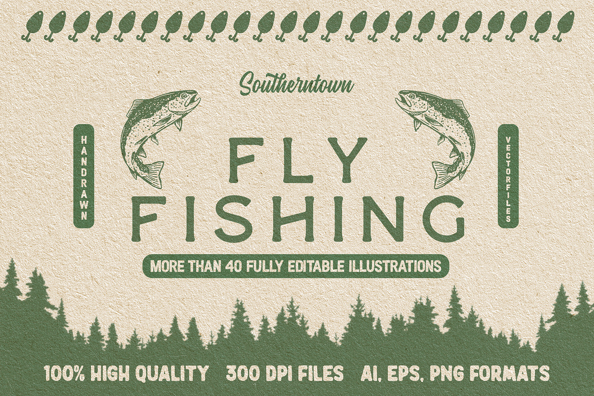 Vintage Fishing Illustration Bundle, a Sport Illustration by Southerntown (Photo 1 of 13)
