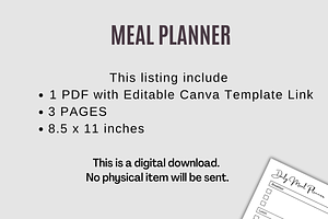 Meal Planner Editable Template