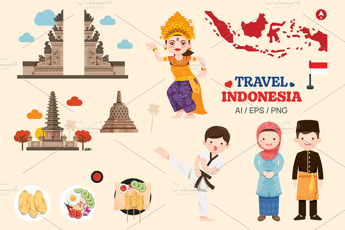 Travel Indonesia elements., a Person Illustration by Feelplus Creator