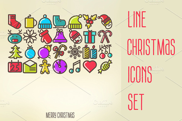 Line Christmas Icons Set