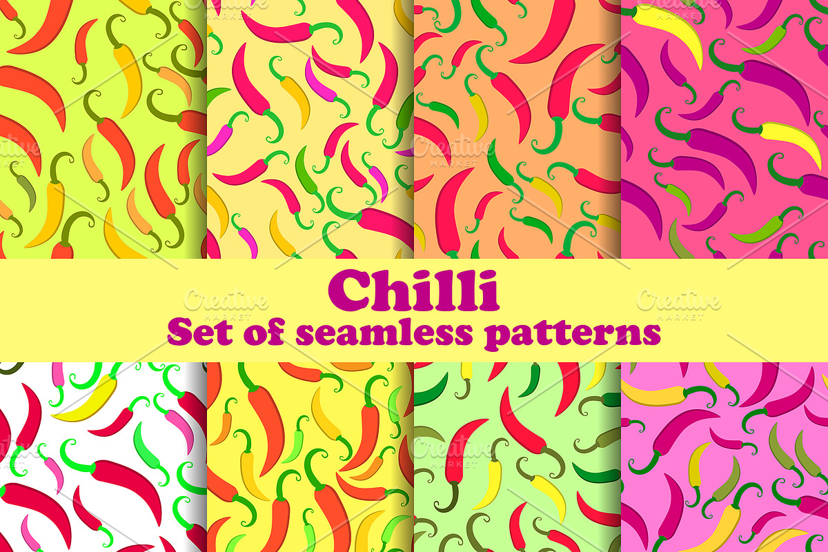 Chili pepper set of seamless pattern, a Pattern Graphic by Andy Vinnikov