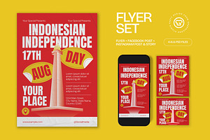 Red Bold Indonesian Day Flyer Set, a Flyer Template by graphicook