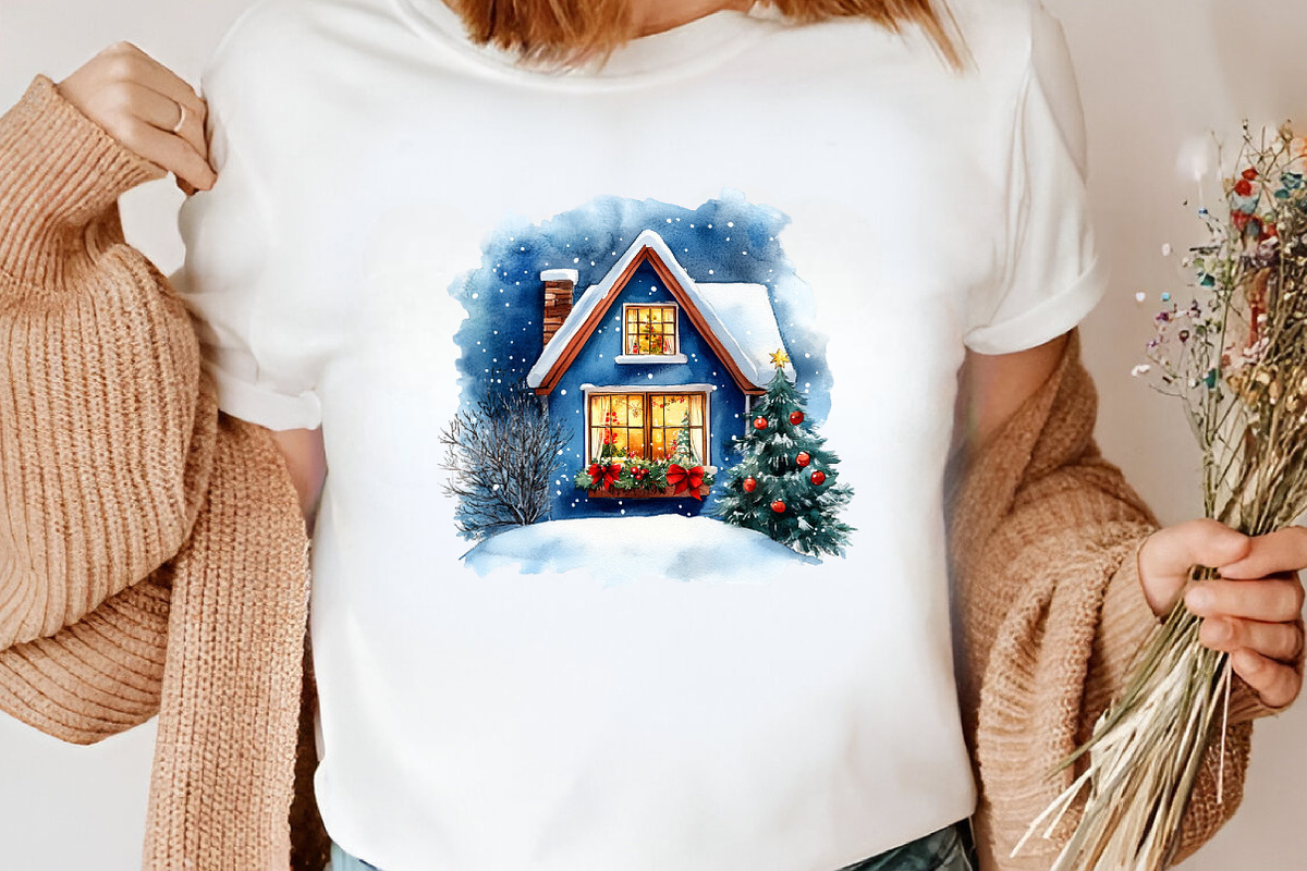 Watercolor Christmas Home Clipart, an Illustration by Canvas Craft (Photo 7 of 8)