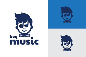 note music with cool boy logo, a Branding & Logo Template by funpixel