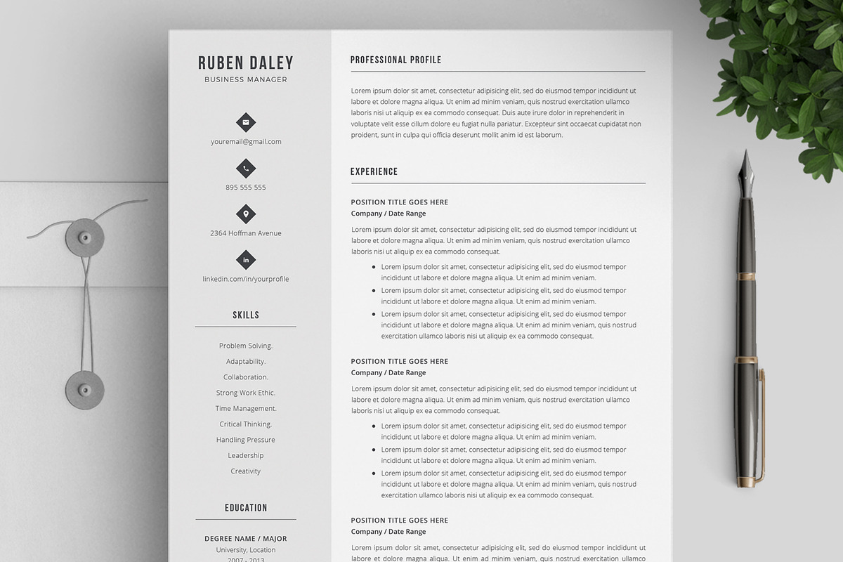 CV Template / Modern Resume Template, a Resume Template by SalientResume (Photo 1 of 5)