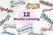 12 Months Lettering Clipart, a Seasonal Illustration by Loony Dream Designs (Thumbnail 1 of 4)