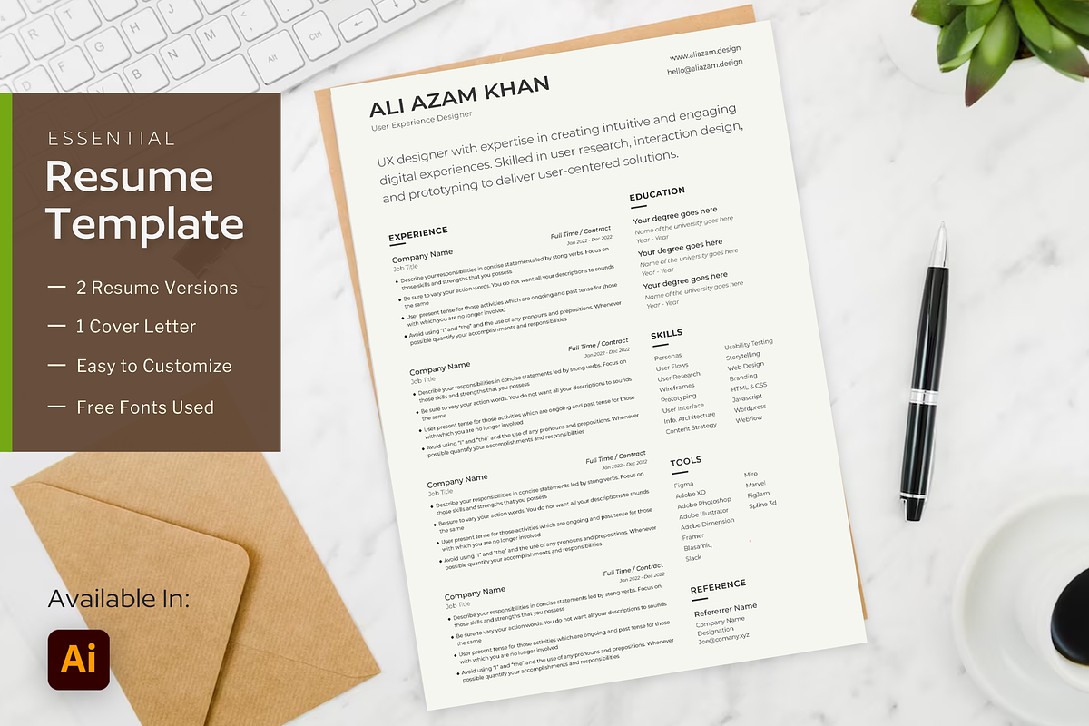 Minimal Resume & Cover Letter, a Resume Template by byalikhan (Photo 1 of 5)