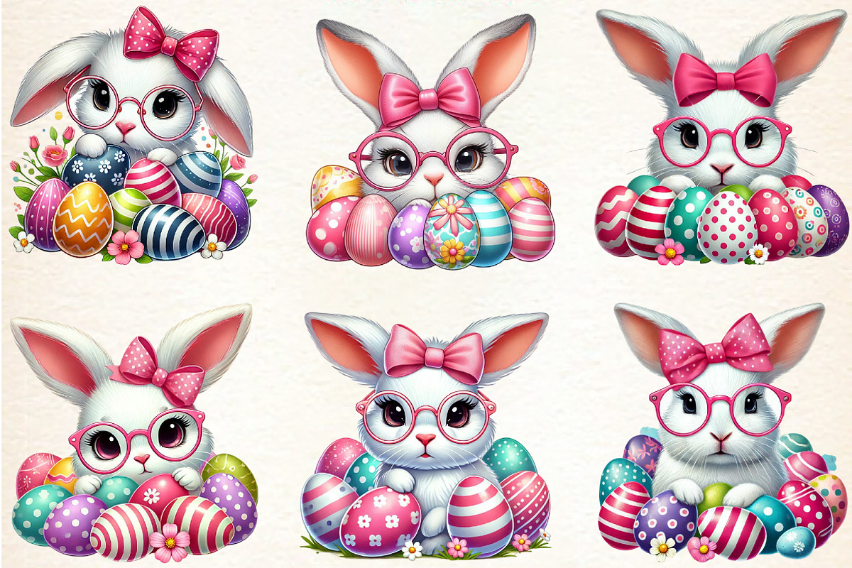 easter bunny peeking Clipart, an Illustration by DreamArtGraphic (Photo 3 of 5)