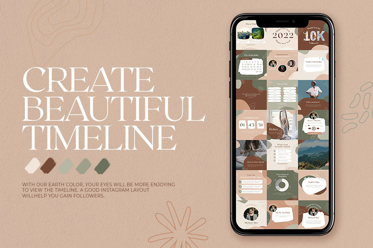 CANVA EARTH TONE INSTAGRAM PACK, a Social Media Template by tomatstudio