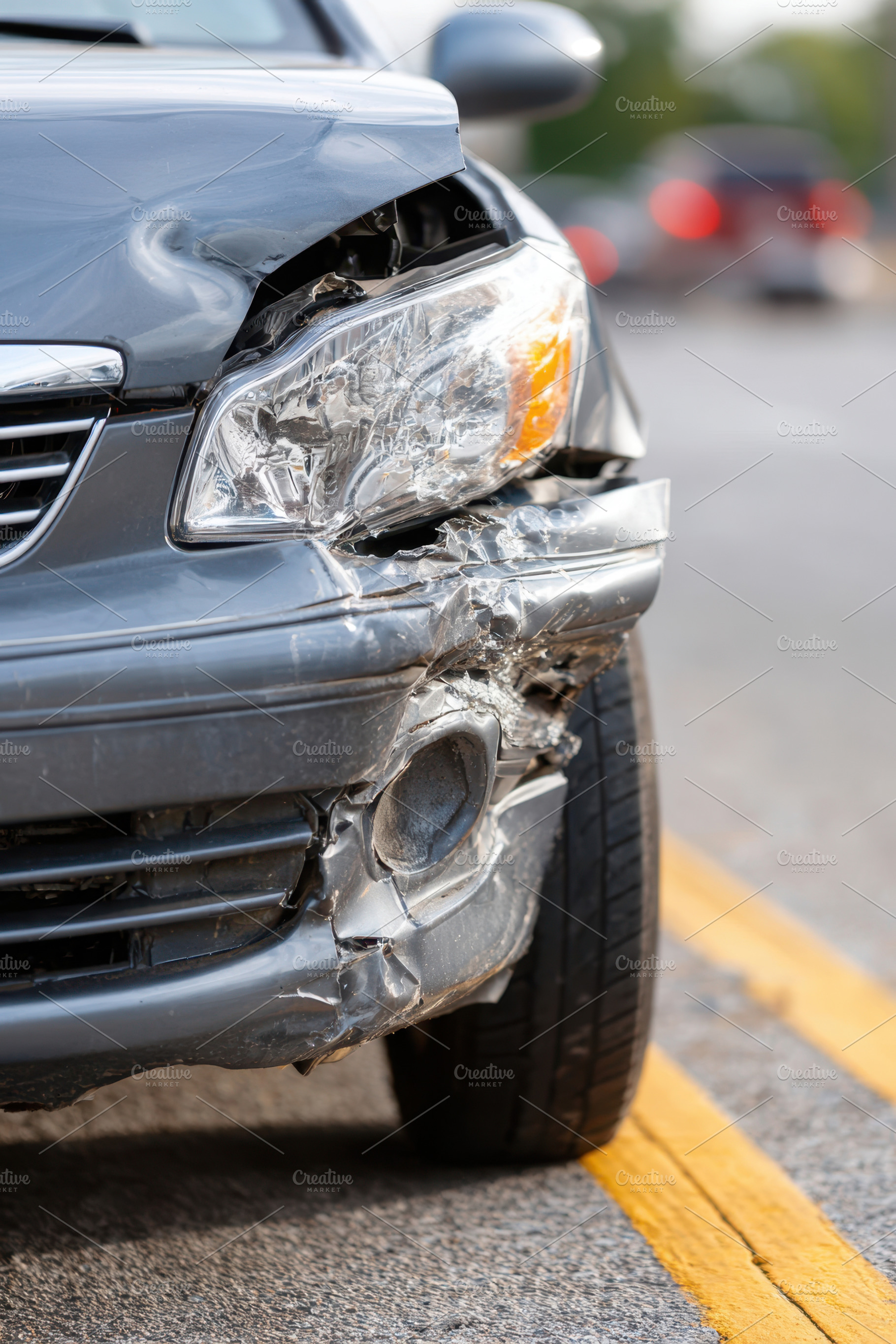 Damaged car bumper after accident, a Transportation Photo by AlyaAnd