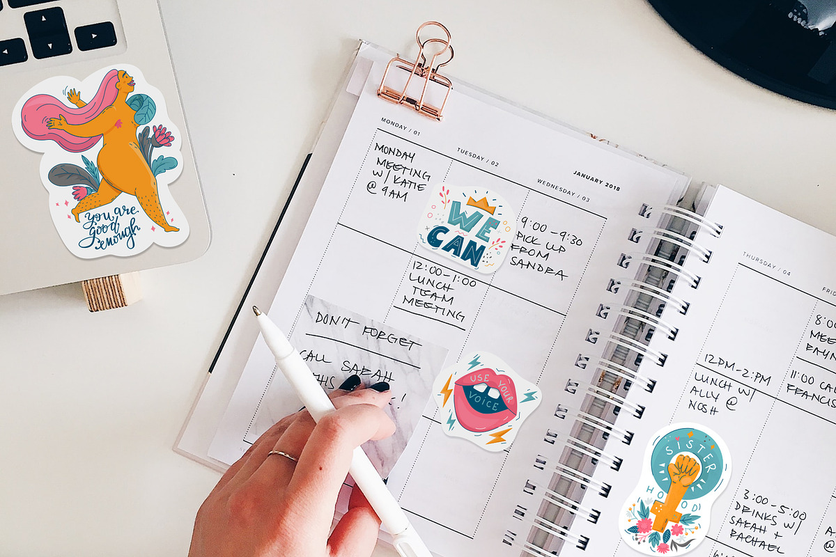 Girl Power Sticker Vector Collection, an Illustration by Kate Galunga Artstore (Photo 3 of 6)