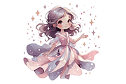 Whimsical Girl Happy NewYear clipart, a Seasonal Illustration by Creative design (Thumbnail 3 of 7)