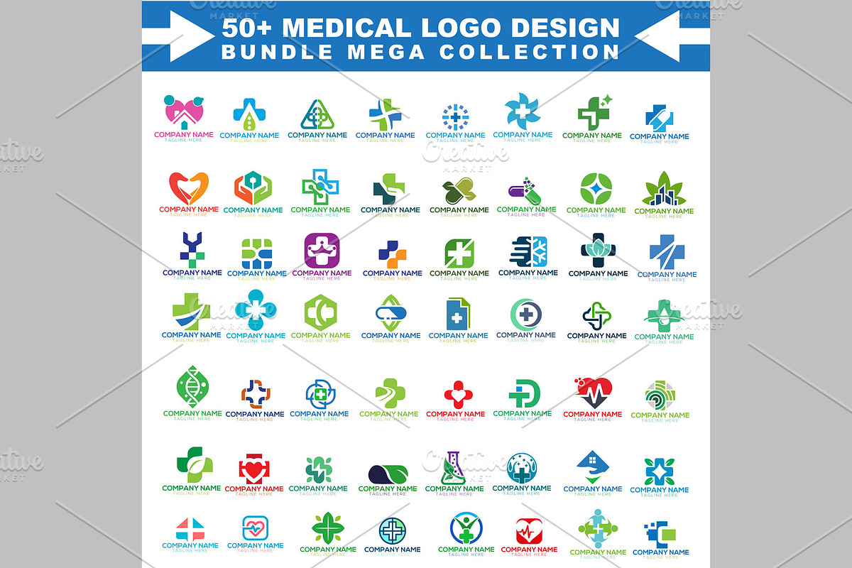50+ Medical Logo Design Mega Bundle