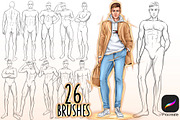Procreate figure stamps MAN, a Brush Add-On by Elenbushe (Thumbnail 1 of 4)
