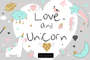Love and Unicorn magic design, a Decorative Illustration by DinaraChernaya (Thumbnail 1 of 8)
