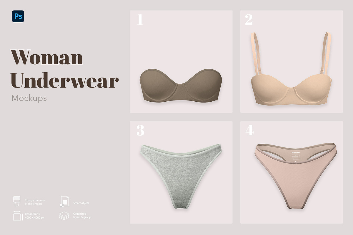 Mockups of women's underwear., a Bottom Mockup by Irena Matiash shop (Photo 1 of 6)