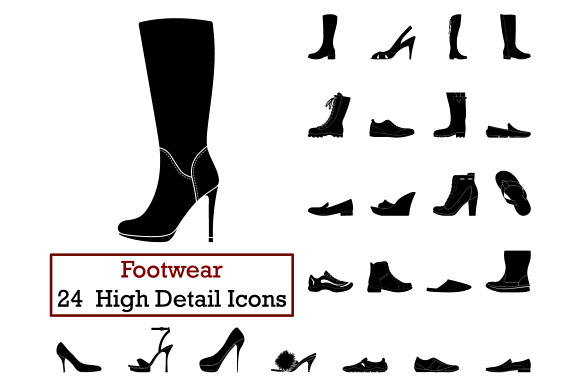 Set Of 24 Footwear Icons