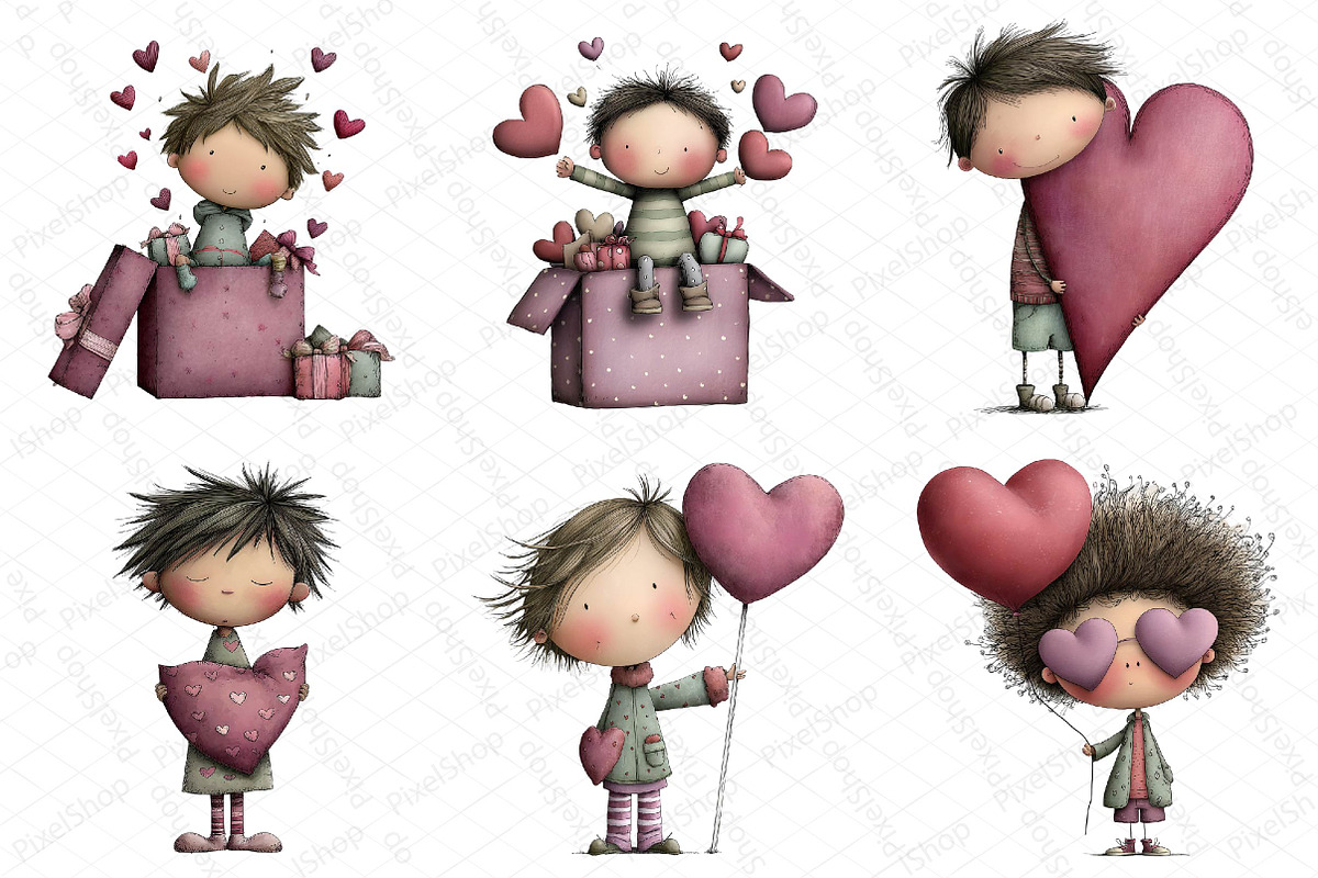 Quirky Valentine Boy Clipart, an Illustration by DreamPrint404 (Photo 4 of 6)