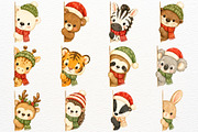Christmas Peeking Animal Clipart PNG, an Animal Illustration by SugarCloudStudioArt (Thumbnail 4 of 5)