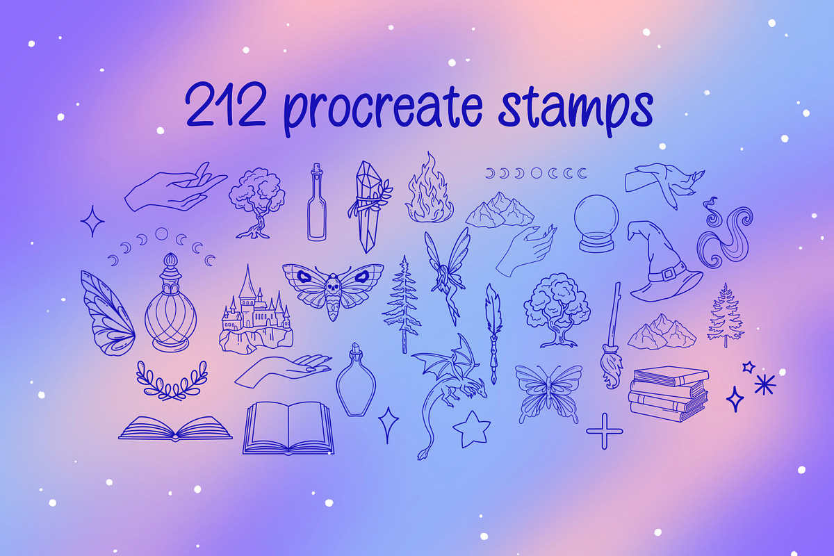 210+ procreate kawaii fantasy stamps, a Brush Add-On by laura.design (Photo 4 of 9)