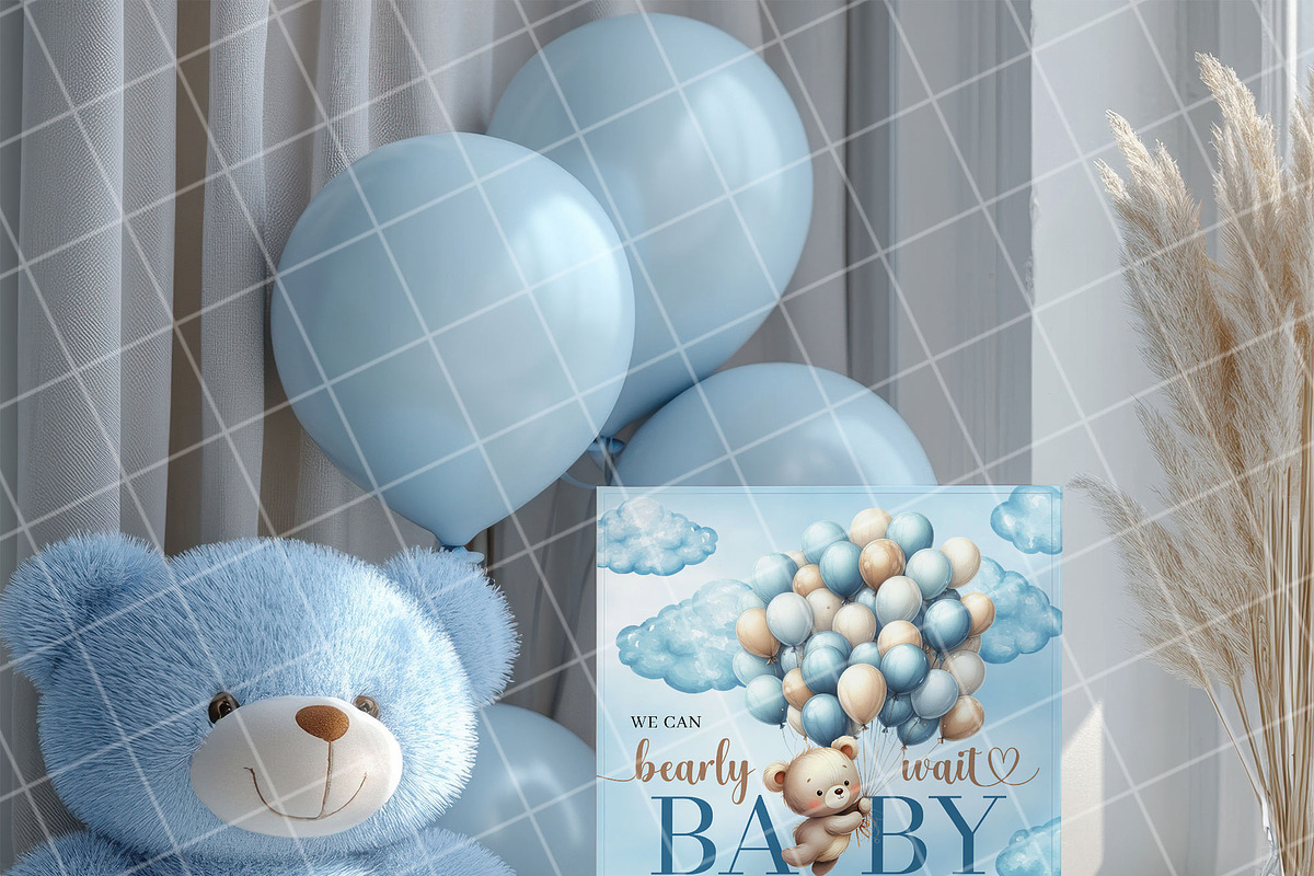 Boy baby shower invitation mockup PS, an Advertising Mockup by Blush Roses Print (Photo 4 of 7)