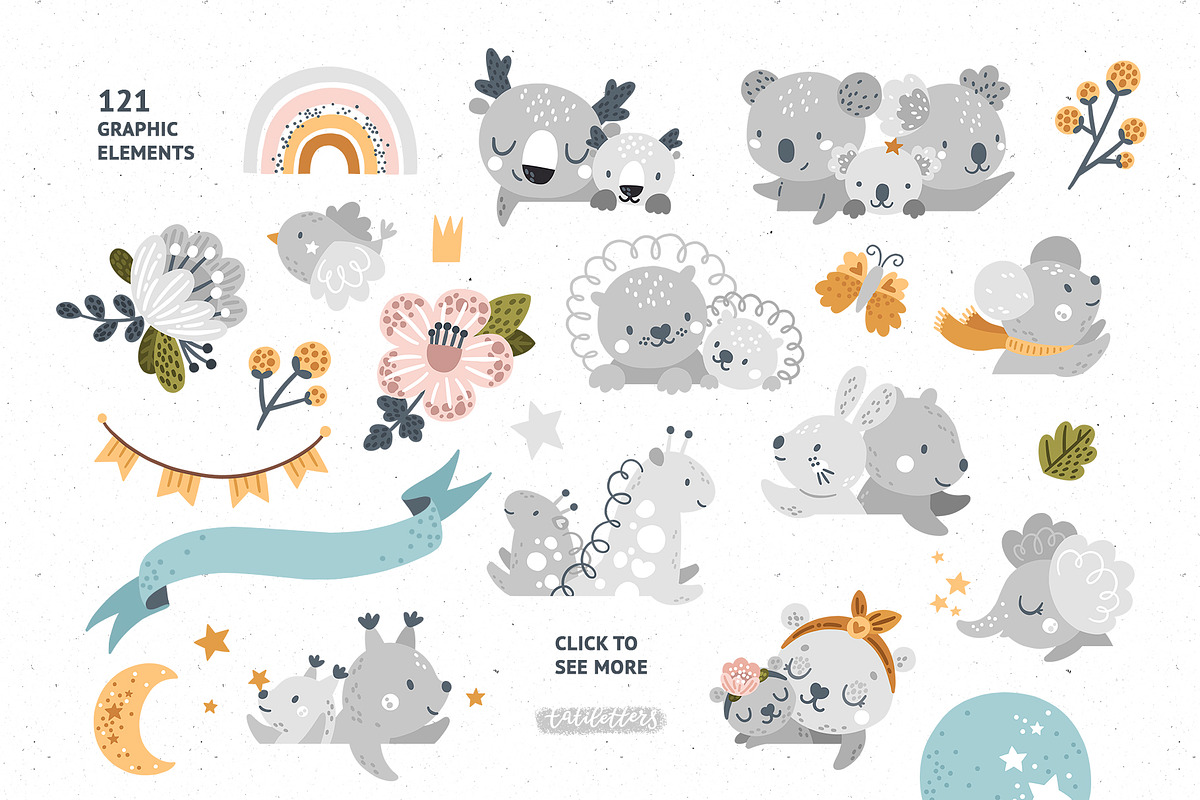 Hot Air Balloon Clipart & Patterns, an Animal Illustration by tatiletters (Photo 4 of 11)