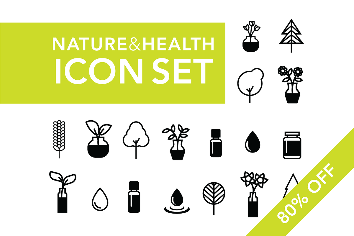 [80% OFF] Nature & Health Icon Set, an Outline Icon by Nick & Sarah (Photo 1 of 7)