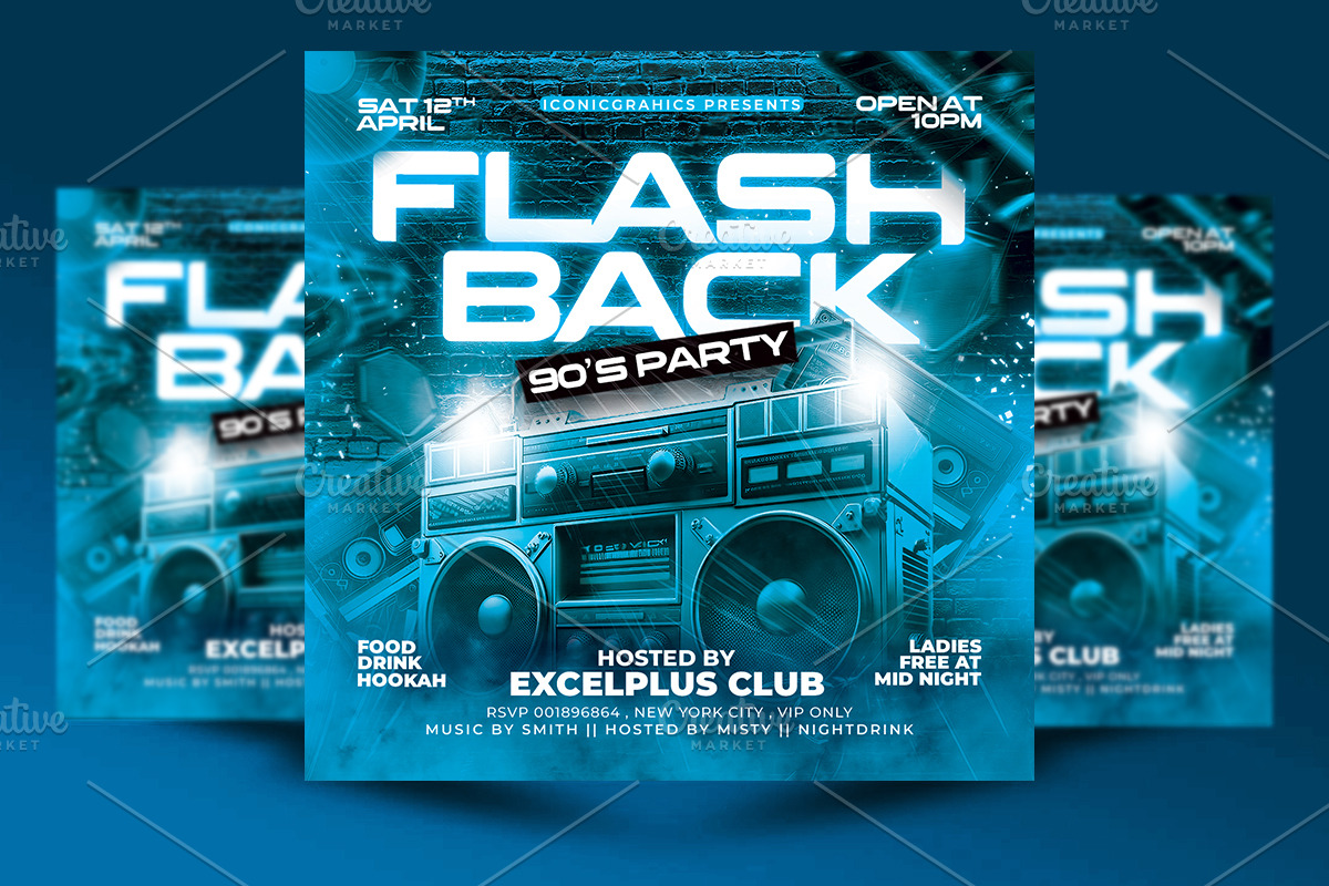 Retro 90s Party Flyer, a Flyer Template by RTXdesinger99 (Photo 3 of 3)