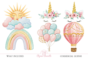 Unicorn World Watercolor Clipart, an Illustration by MockupWizard (Thumbnail 3 of 6)
