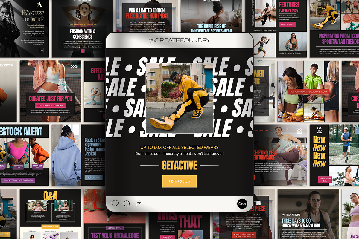 Fitness Instagram Posts, a Social Media Template by Creatif Foundry (Photo 1 of 8)