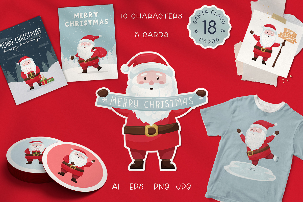 Christmas Santa. Characters & cards, a Seasonal Illustration by Valeria Soloveva (Photo 1 of 5)