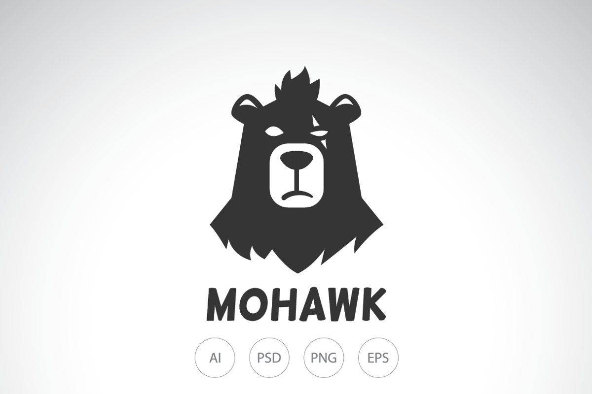Mohawk Bear with Scar Logo Template, a Branding & Logo Template by Heavtryq Design (Photo 1 of 4)