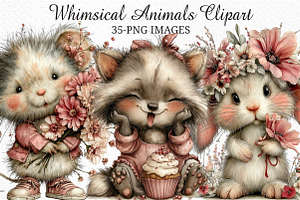 Whimsical Animals Clipart, an Illustration by Craft Nest
