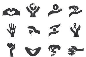 Hand Silhouette Icons Isolated Set