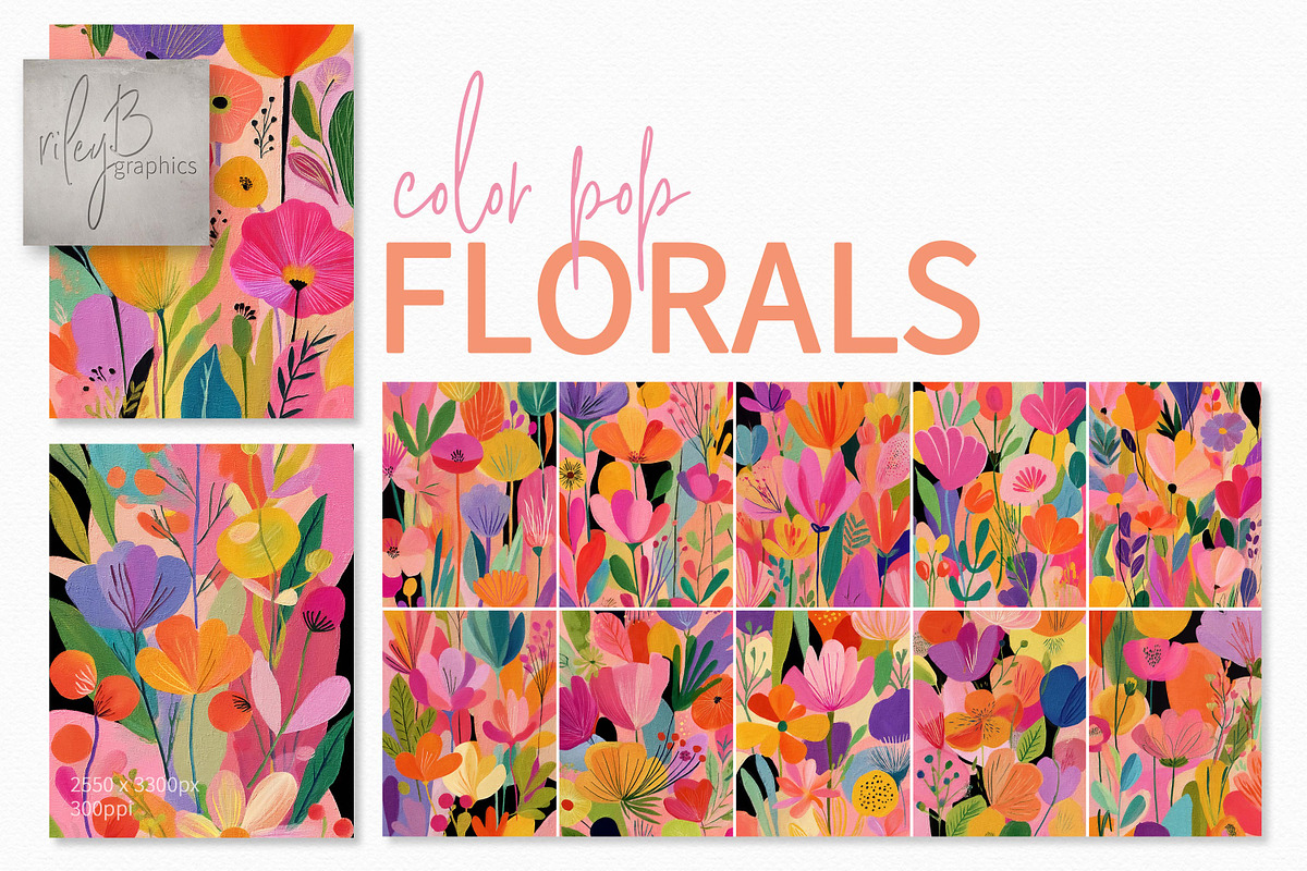 Color Pop Florals, a Decorative Illustration by rileyBgraphics (Photo 1 of 7)
