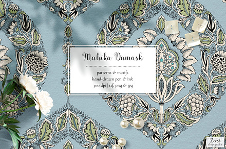 Mahika Damask Pattern & Motifs, a Pattern Graphic by Zeesi Design Garden