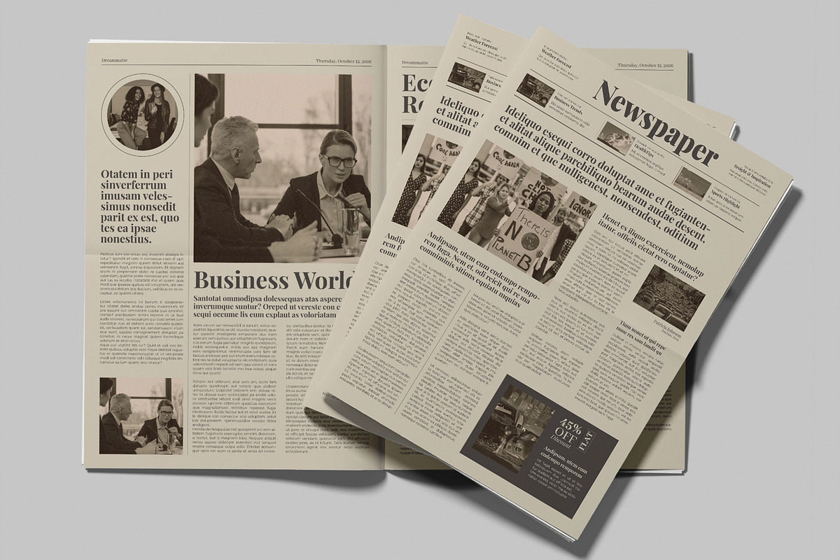 Vintage old Style Newspaper, a Magazine Template by MightyDesign (Photo 1 of 8)