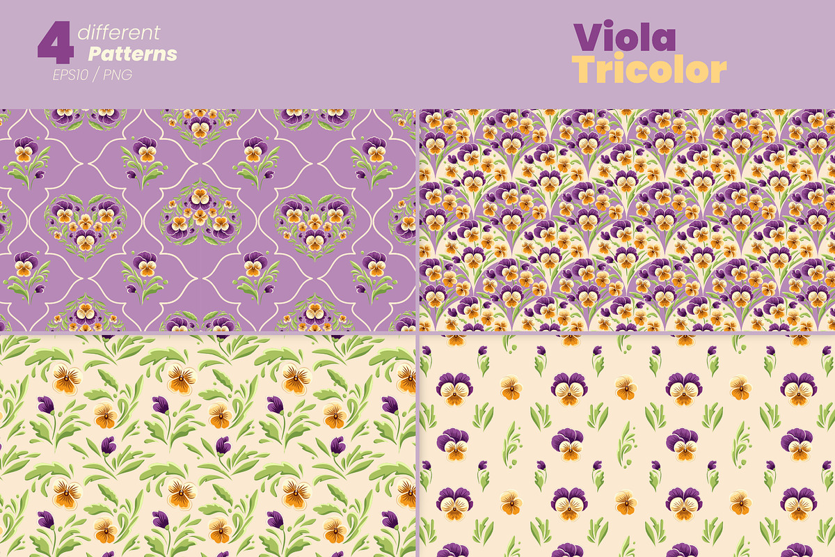 Viola Tricolor | background set, a Pattern Graphic by Monika_J ...