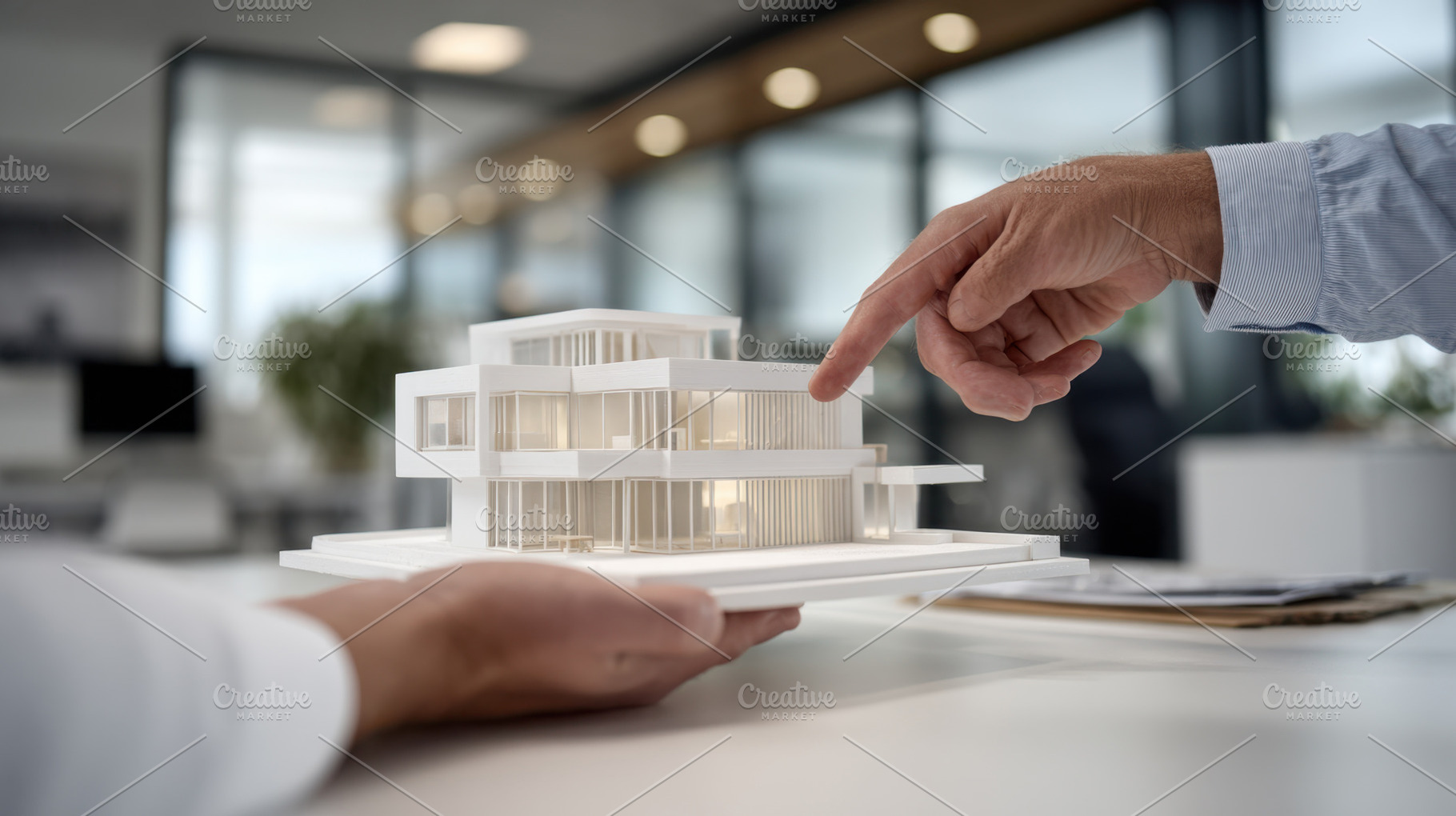 Office building model displayed, a Photo by Beautiful things